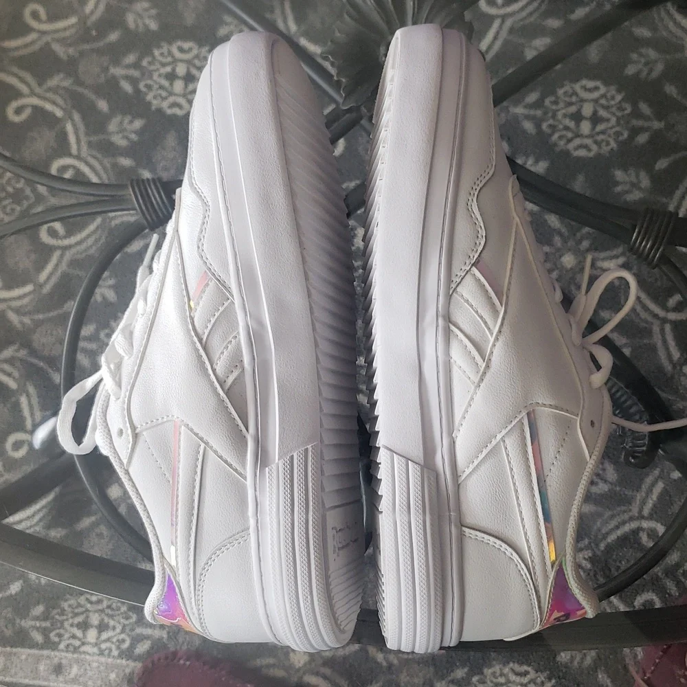 Reebok White Sneakers with Iridescent Lavender Heel Accent - Picture 7 of 9